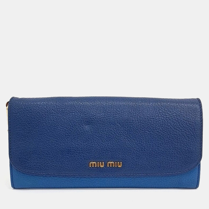 Miu Miu Blue Leather Madras Mini Crossbody Bag