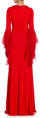 Andrew Gn Feather Neck Gown