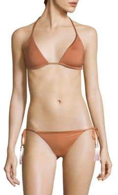 Skin Skin Women's Joan Reversible Bikini Top - Bronze Burgundy - Size Small