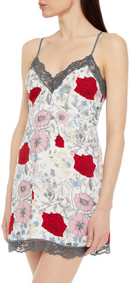 Cosabella Lace-trimmed Floral-print Twill Chemise