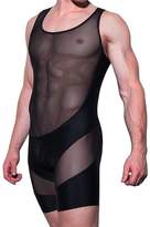 Thumbnail for your product : Iffee Men's Sheer Mesh Wrestling Singlet Bodysuit Underwear Jumpsuit Undershirt