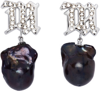 Misbhv Silver and Navy Pearl Crystal Earrings