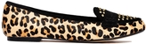 Thumbnail for your product : Ravel Mariah Leopard Print Leather Studded Detail Flat Shoes