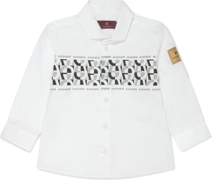 Aigner Kids Logo-Print Cotton Shirt ShopStyle