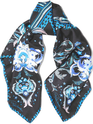 Roberto Cavalli Galaxy Garden printed silk scarf