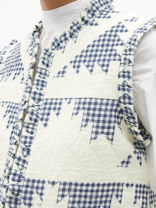 Sea Gloucester Patchwork-gingham Quilted Cotton Gilet - Blue White