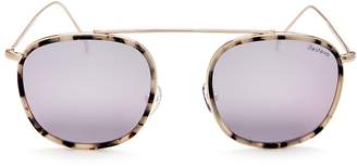 Illesteva Mykonos Ace Mirrored Brow Bar Round Sunglasses, 52mm
