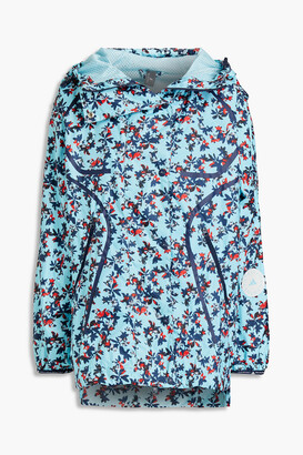 adidas by Stella McCartney Oversized floral-print shell hooded jacket