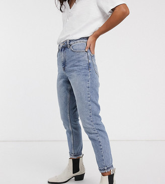 Topshop Petite mom jeans in bleach wash - ShopStyle