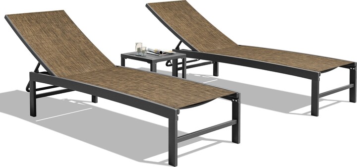 Crestlive Products Outdoor Aluminum Textilene 3-piece Chaise Lounge and  Table Set - 76.38" L x 21.85" W x 13.78" H - ShopStyle