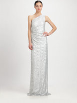 Thumbnail for your product : Carmen Marc Valvo One-Shoulder Sequined Gown
