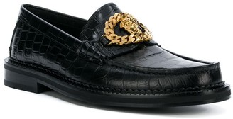 Versace Croco-Embossed Loafers