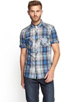 Thumbnail for your product : Goodsouls Mens Short Sleeve Double Pocket Check Shirt