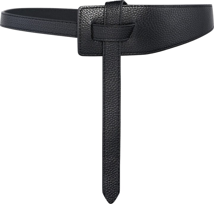 BAOKELAN Women Faux Leather Tie Belt Knotted Wide Waist Belt for Jeans