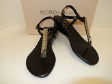 Thumbnail for your product : BCBGeneration New Jasper 1 3/4" Black Wedge Thongs With Ankle Strap Msrp $59.99