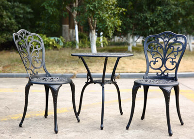 Astoria Grand 3-Piece Outdoor Rust-Resistant Cast Aluminum Patio Bistro Set