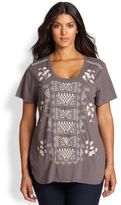 Thumbnail for your product : Johnny Was Johnny Was, Sizes 14-24 Paola Embroidered Tee