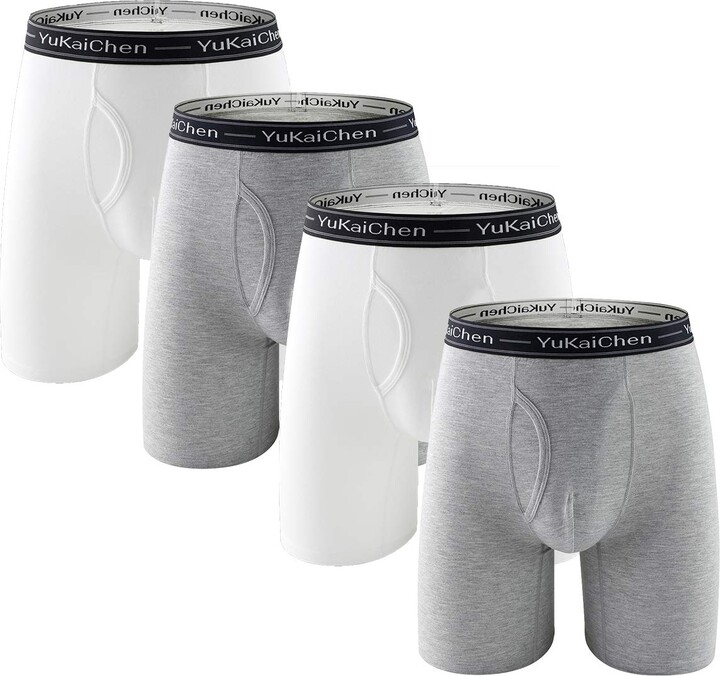 Neiku Men's No Ride Up Boxer Briefs Long Leg Underwear Low Rise Trunks