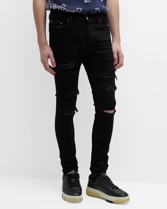 ASOS DESIGN skinny jeans in black leather look with lace up detail