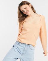 Thumbnail for your product : ASOS DESIGN jumper with square neck and volume sleeve