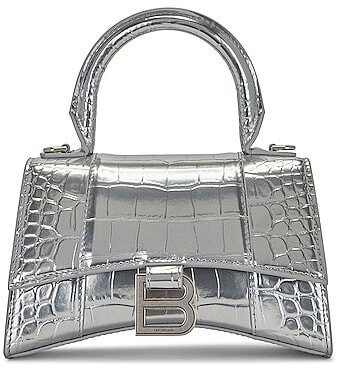 Balenciaga XS Hourglass Top Handle Bag in Metallic Silver - ShopStyle