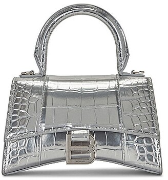 Balenciaga Hourglass XS Metallic Croc-Embossed Top-Handle Bag - ShopStyle