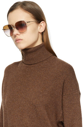 Victoria Beckham Gold Square Gradient Sunglasses
