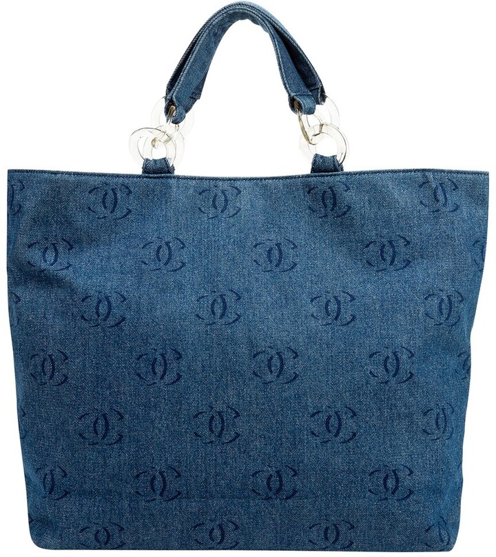 Limited Edition Blue Jean Denim Cruise Collection Cc Tote (Authentic  Pre-Owned)