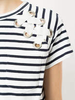 Thumbnail for your product : Sacai striped laced shoulder T-shirt