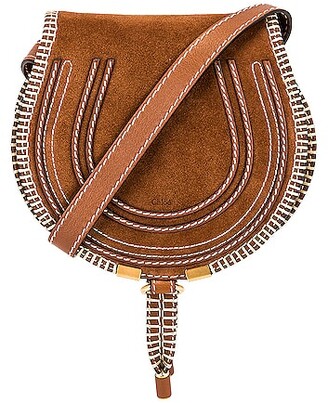 Chloé Small Marcie Suede Saddle Bag in Brown
