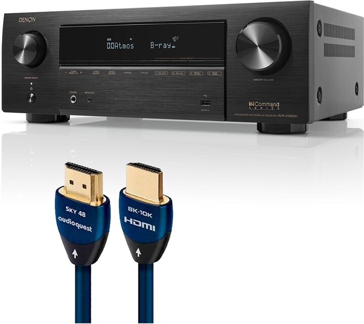 Denon AVRX1800H 7.2 Channel 8K Receiver with AudioQuest Sky 3m Hdmi Cable