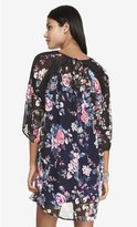 Thumbnail for your product : Express Rose Print Lace Inset Kimono