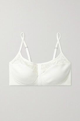 I.D. Sarrieri Charlie Embroidered Tulle And Ribbed Cotton-blend Soft-cup Bra - Off-white