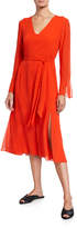 Thumbnail for your product : Akris Long-Sleeve V-Neck Silk Carwash Dress