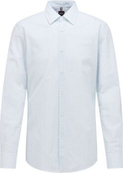 HUGO BOSS Striped slim-fit shirt in pure-cotton seersucker