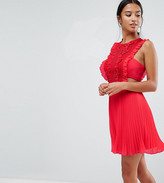 Thumbnail for your product : ASOS PETITE Lace Pinafore Pleated Mini Dress