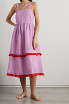 Thumbnail for your product : Dora Larsen Alma Ruffled Linen And Organic Cotton-blend Nightdress