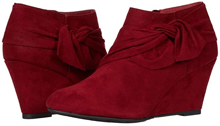 red wedge boots