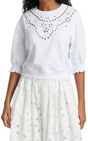 Thumbnail for your product : RED Valentino Eyelet Jersey Knit Cropped Top