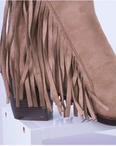 Thumbnail for your product : Missy Empire Yazz Mocha Suede Tassel Ankle Boot