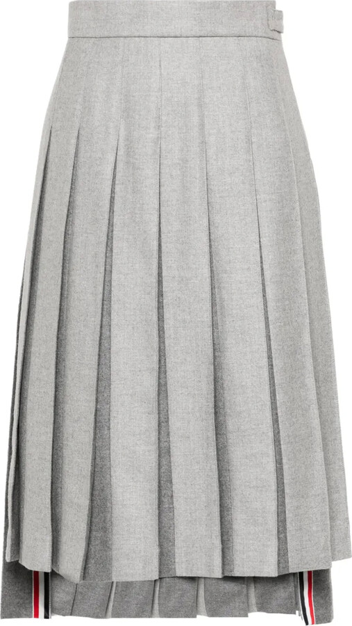 Thom Browne Pleated Wool Midi Skirt