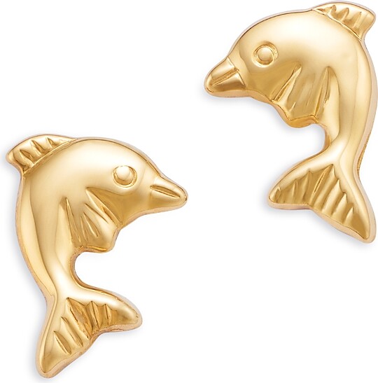 Bloomingdale's Fine Collection Children's Tiny Dolphin Screw Back Stud Earrings in 14K Yellow Gold