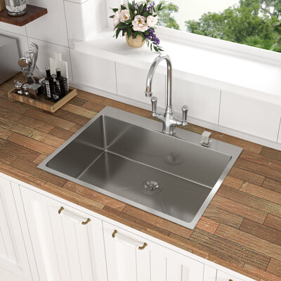 CANJUN Durable Stainless Steel Kitchen Sink 33 Inch Large Single Bowl Modern Design For Homes