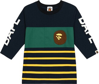 Bape Kids Logo striped cotton-blend T-shirt