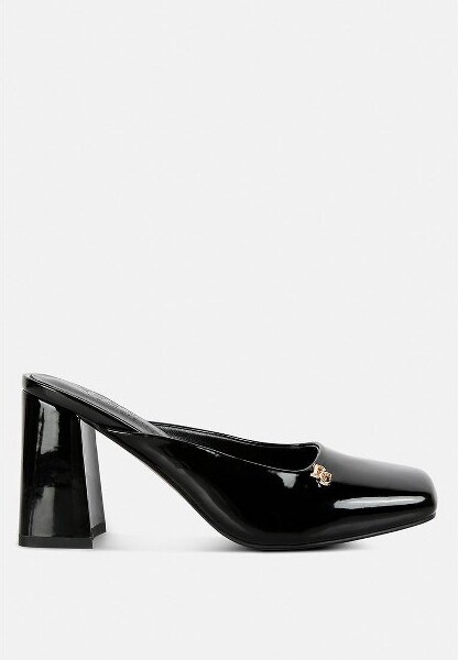 Rag & Co Rag&CoWomensNeoplastPatentPuBlockHeeledMules8
