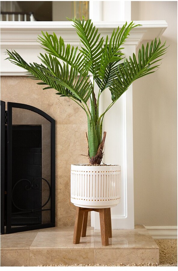 Flora Bunda Areca Palm 4Ft Planter On Wood Stand - ShopStyle Decor