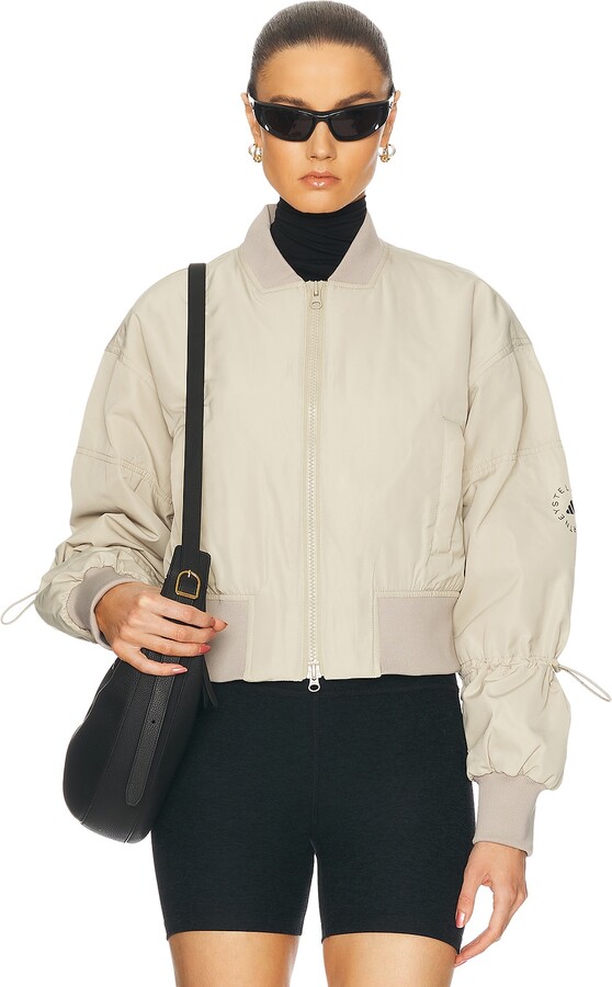 adidas by Stella McCartney Truenature Cropped Bomber Jacket in Taupe