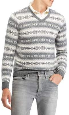 Ralph Lauren Purple Label Pattern V-Neck Sweater