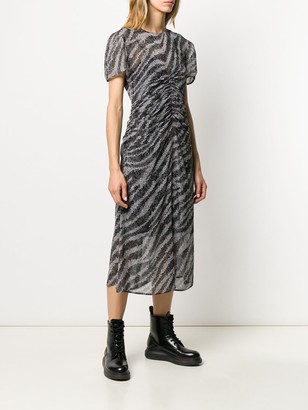 Rag & Bone Zebra Print Ruched Midi Dress