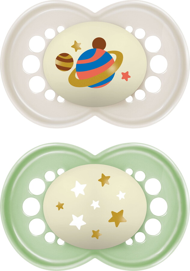 Mam Night Pacifier, 6-16 Months, Unisex, 2 pack